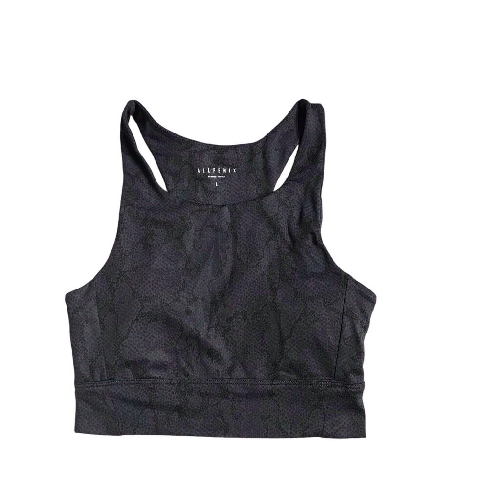AllFenix Longline Navy SnakeSkin Print Sports‎ Bra Sz Large Anthropologie